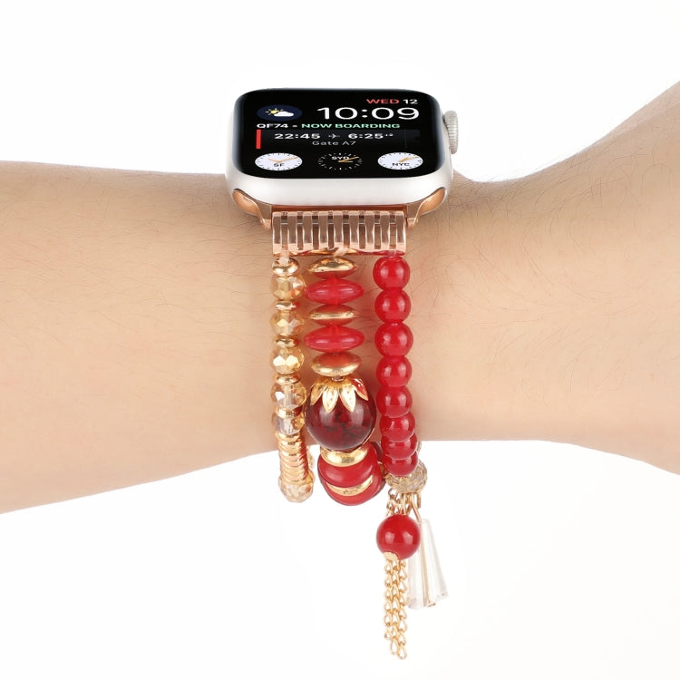 Pearl Strap Watch Band For Apple Watch Series 9&8&7 41mm / SE 3&SE 2&6&SE&5&4 40mm / 3&2&1 38mm(Red) by bashfashion