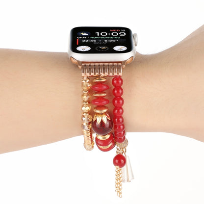 Pearl Strap Watch Band For Apple Watch Series 9&8&7 41mm / SE 3&SE 2&6&SE&5&4 40mm / 3&2&1 38mm(Red) by bashfashion