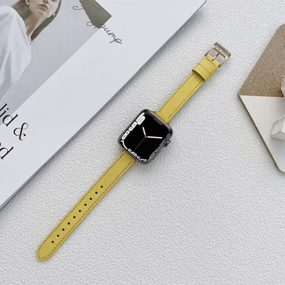 Leather Watch Band For Apple Watch Series 9&8&7 41mm / SE 3&SE 2&6&SE&5&4 40mm / 3&2&1 38mm(Yellow) by bashfashion