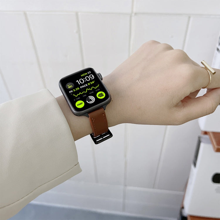 Leather Watch Band For Apple Watch Series 9&8&7 41mm / SE 3&SE 2&6&SE&5&4 40mm / 3&2&1 38mm(Dark Brown) by bashfashion