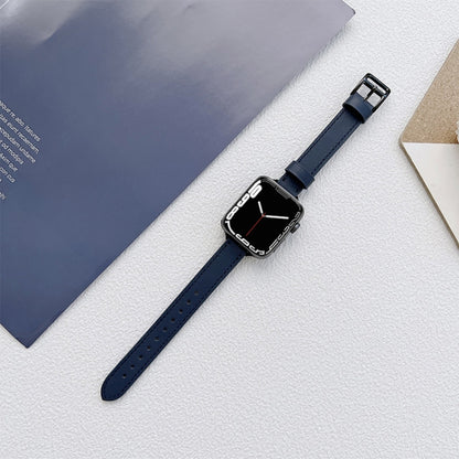 Leather Watch Band For Apple Watch Ultra 49mm&Watch Ultra 2 49mm / Series 9&8&7 45mm / SE 3&SE 2&6&SE&5&4 44mm / 3&2&1 42mm(Blue) by bashfashion