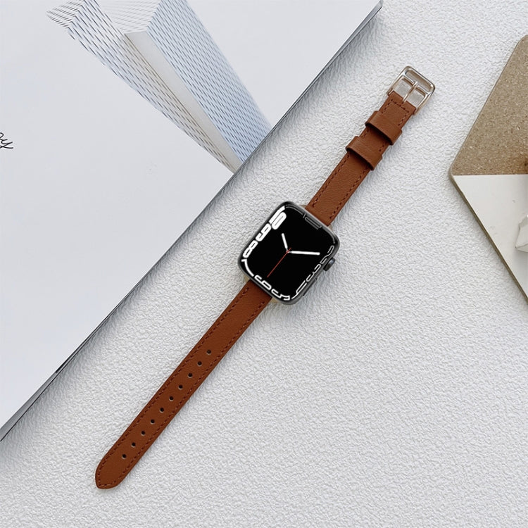 Leather Watch Band For Apple Watch Ultra 49mm&Watch Ultra 2 49mm / Series 9&8&7 45mm / SE 3&SE 2&6&SE&5&4 44mm / 3&2&1 42mm(Brown) by bashfashion