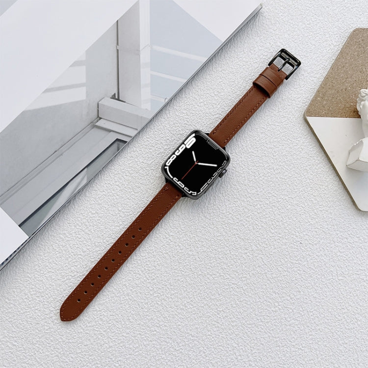 Leather Watch Band For Apple Watch Ultra 49mm&Watch Ultra 2 49mm / Series 9&8&7 45mm / SE 3&SE 2&6&SE&5&4 44mm / 3&2&1 42mm(Dark Brown) by bashfashion