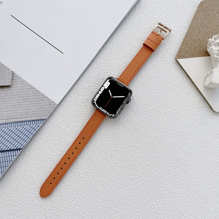 Leather Watch Band For Apple Watch Ultra 49mm&Watch Ultra 2 49mm / Series 9&8&7 45mm / SE 3&SE 2&6&SE&5&4 44mm / 3&2&1 42mm(Orange) by bashfashion