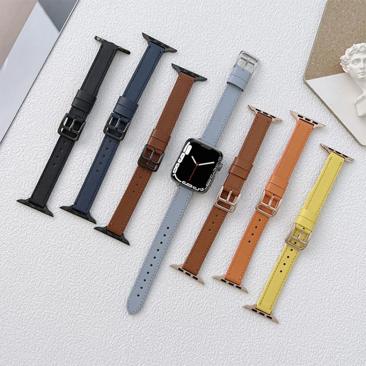Leather Watch Band For Apple Watch Ultra 49mm&Watch Ultra 2 49mm / Series 9&8&7 45mm / SE 3&SE 2&6&SE&5&4 44mm / 3&2&1 42mm(Orange) by bashfashion