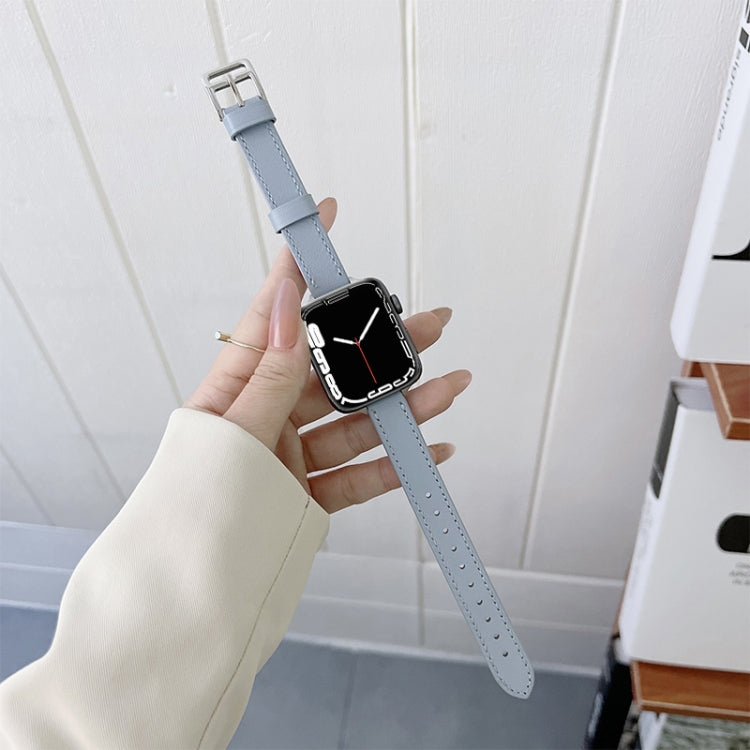 Leather Watch Band For Apple Watch Ultra 49mm&Watch Ultra 2 49mm / Series 9&8&7 45mm / SE 3&SE 2&6&SE&5&4 44mm / 3&2&1 42mm(Blue) by bashfashion