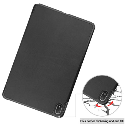 For Nokia T20 Three-folding Holder Custer Texture Leather Tablet Case(Black) by bashfashion