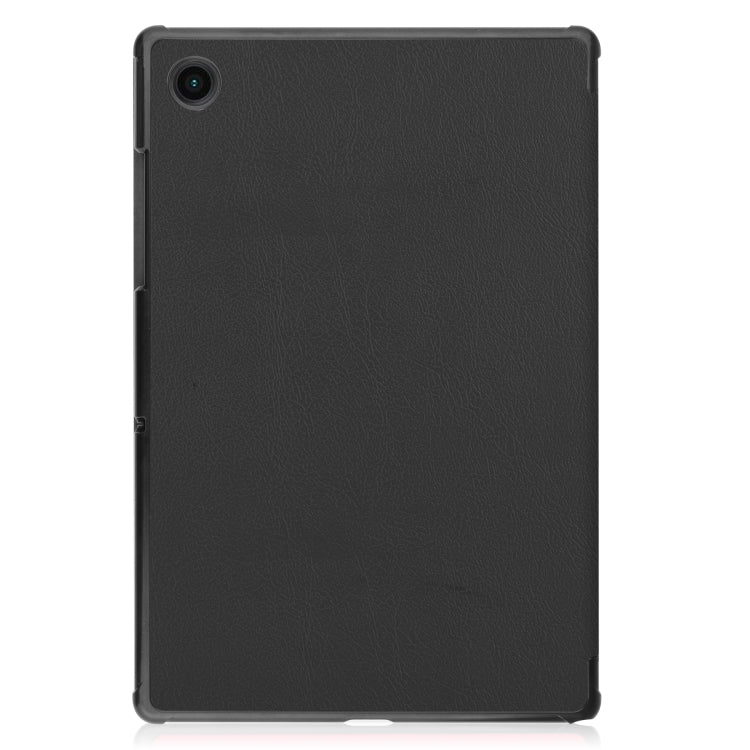 For Samsung Galaxy Tab A8 2021 Three-folding Holder Custer Texture Leather Tablet Case(Black) by bashfashion