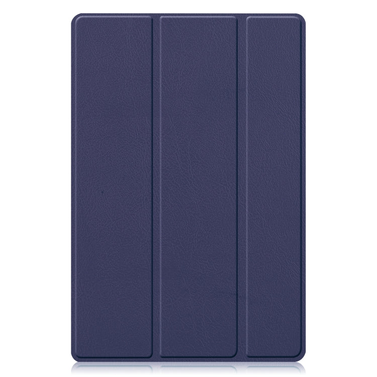 For Samsung Galaxy Tab A8 2021 Three-folding Holder Custer Texture Leather Tablet Case(Dark Blue) by bashfashion