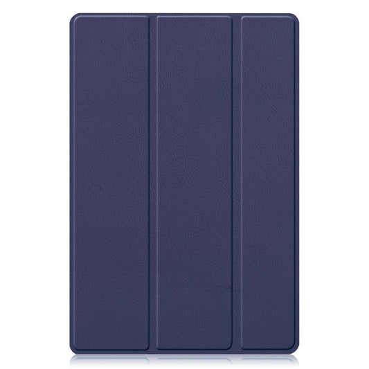 For Samsung Galaxy Tab A8 2021 Three-folding Holder Custer Texture Leather Tablet Case(Dark Blue) by bashfashion