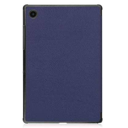 For Samsung Galaxy Tab A8 2021 Three-folding Holder Custer Texture Leather Tablet Case(Dark Blue) by bashfashion