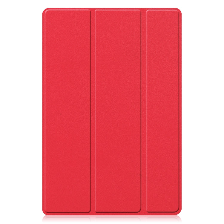 For Samsung Galaxy Tab A8 2021 Three-folding Holder Custer Texture Leather Tablet Case(Red) by bashfashion