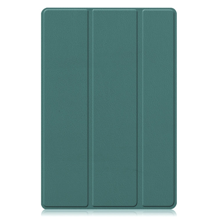 For Samsung Galaxy Tab A8 2021 Three-folding Holder Custer Texture Leather Tablet Case(Dark Green) by bashfashion