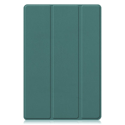 For Samsung Galaxy Tab A8 2021 Three-folding Holder Custer Texture Leather Tablet Case(Dark Green) by bashfashion