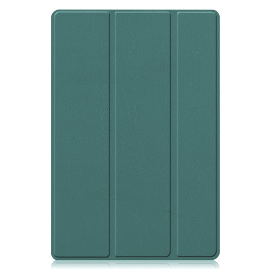For Samsung Galaxy Tab A8 2021 Three-folding Holder Custer Texture Leather Tablet Case(Dark Green) by bashfashion