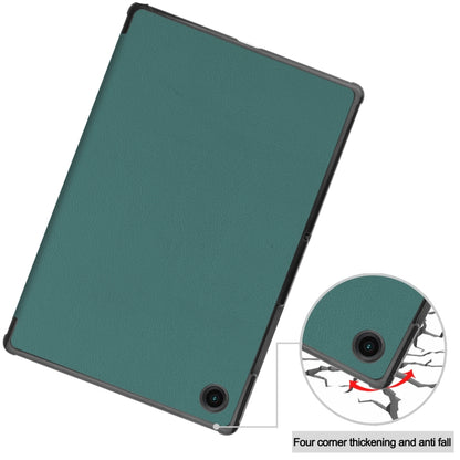 For Samsung Galaxy Tab A8 2021 Three-folding Holder Custer Texture Leather Tablet Case(Dark Green) by bashfashion