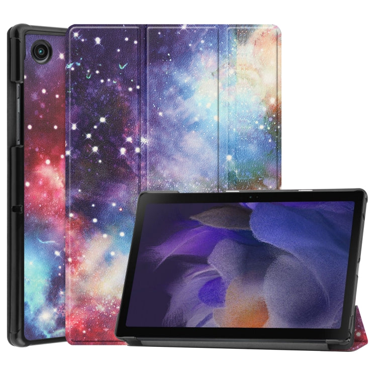 For Samsung Galaxy Tab A8 2021 Painted Leather Tablet Case with 3-Fold Holder(Milky Way) by bashfashion