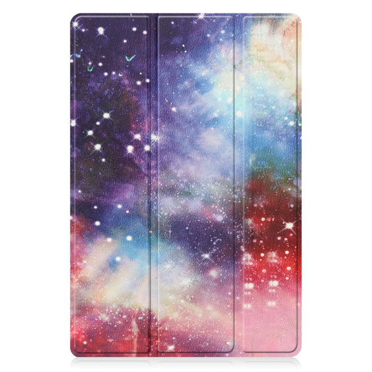 For Samsung Galaxy Tab A8 2021 Painted Leather Tablet Case with 3-Fold Holder(Milky Way) by bashfashion