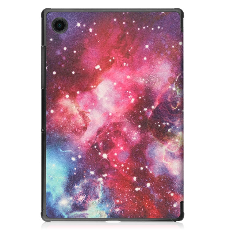 For Samsung Galaxy Tab A8 2021 Painted Leather Tablet Case with 3-Fold Holder(Milky Way) by bashfashion