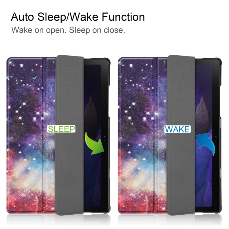 For Samsung Galaxy Tab A8 2021 Painted Leather Tablet Case with 3-Fold Holder(Milky Way) by bashfashion