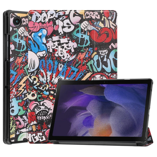 For Samsung Galaxy Tab A8 2021 Painted Leather Tablet Case with 3-Fold Holder(Graffiti) by bashfashion