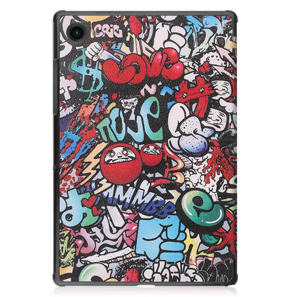 For Samsung Galaxy Tab A8 2021 Painted Leather Tablet Case with 3-Fold Holder(Graffiti) by bashfashion