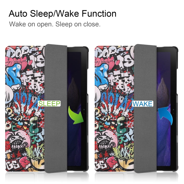 For Samsung Galaxy Tab A8 2021 Painted Leather Tablet Case with 3-Fold Holder(Graffiti) by bashfashion