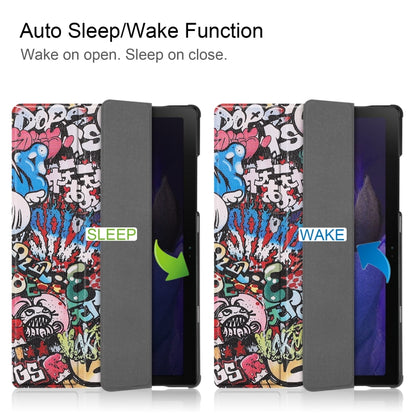 For Samsung Galaxy Tab A8 2021 Painted Leather Tablet Case with 3-Fold Holder(Graffiti) by bashfashion