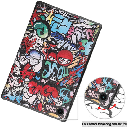 For Samsung Galaxy Tab A8 2021 Painted Leather Tablet Case with 3-Fold Holder(Graffiti) by bashfashion