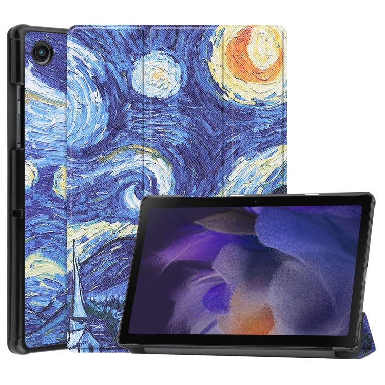 For Samsung Galaxy Tab A8 2021 Painted Leather Tablet Case with 3-Fold Holder(Starry Sky) by bashfashion