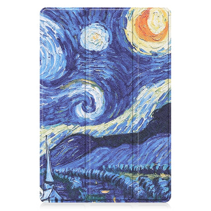 For Samsung Galaxy Tab A8 2021 Painted Leather Tablet Case with 3-Fold Holder(Starry Sky) by bashfashion