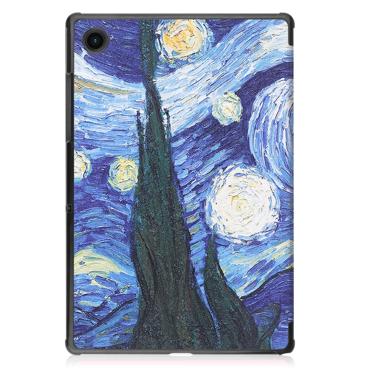 For Samsung Galaxy Tab A8 2021 Painted Leather Tablet Case with 3-Fold Holder(Starry Sky) by bashfashion