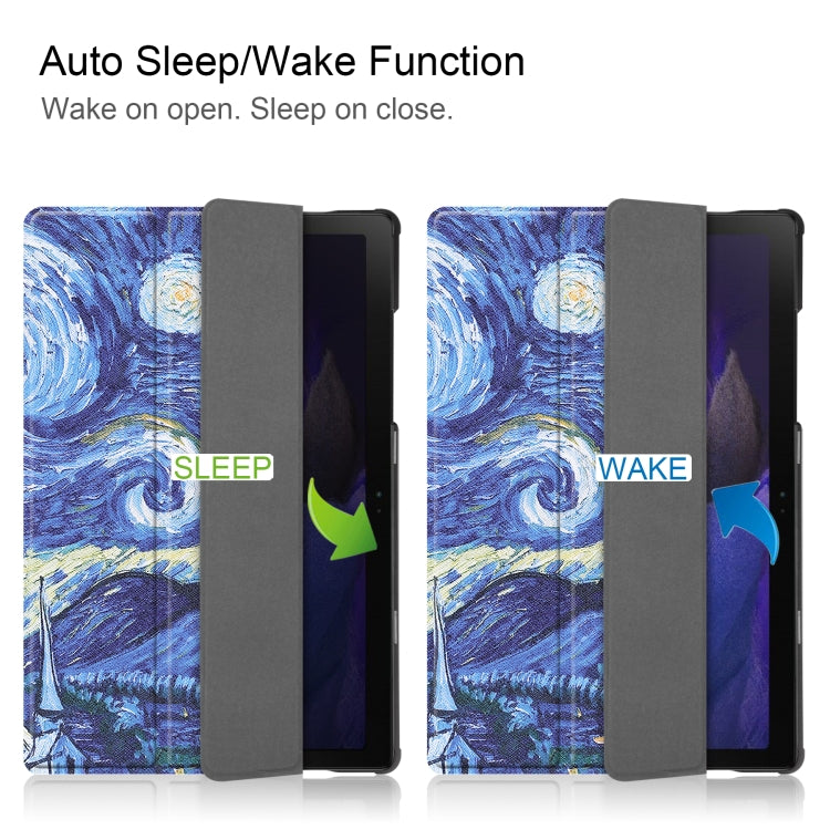 For Samsung Galaxy Tab A8 2021 Painted Leather Tablet Case with 3-Fold Holder(Starry Sky) by bashfashion