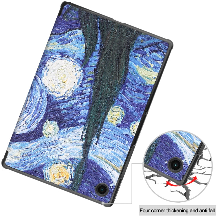 For Samsung Galaxy Tab A8 2021 Painted Leather Tablet Case with 3-Fold Holder(Starry Sky) by bashfashion