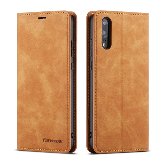 For Huawei P20 Forwenw Dream Series Oil Edge Strong Magnetism Horizontal Flip Leather Case with Holder & Card Slots & Wallet & Photo Frame(Brown) by Forwenw