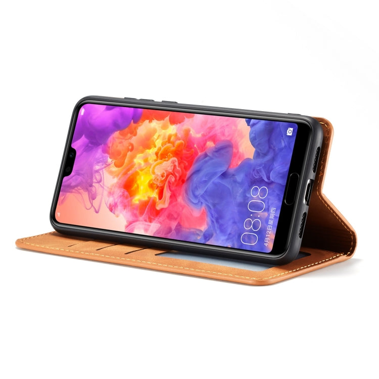 For Huawei P20 Forwenw Dream Series Oil Edge Strong Magnetism Horizontal Flip Leather Case with Holder & Card Slots & Wallet & Photo Frame(Brown) by Forwenw