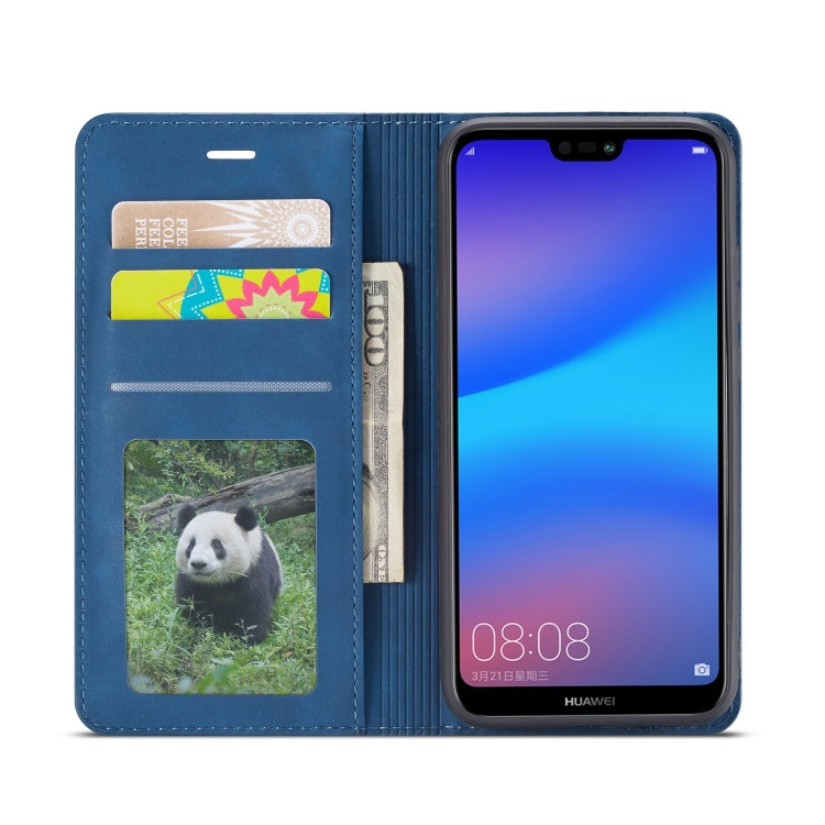 For Huawei P20 Lite Forwenw Dream Series Oil Edge Strong Magnetism Horizontal Flip Leather Case with Holder & Card Slots & Wallet & Photo Frame(Blue) by Forwenw