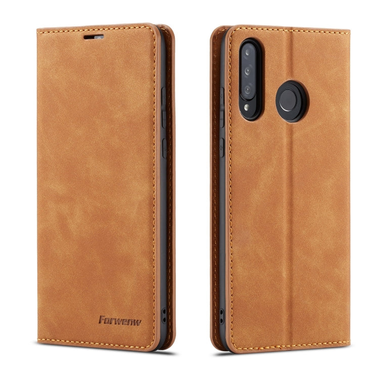 For Huawei P30 Lite Forwenw Dream Series Oil Edge Strong Magnetism Horizontal Flip Leather Case with Holder & Card Slots & Wallet & Photo Frame(Brown) by Forwenw
