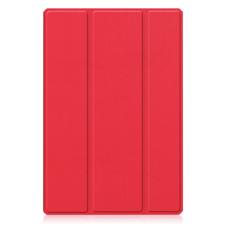 For Samsung Galaxy Tab A8 2021 SM-X205 3-Fold Holder Leather Tablet Case(Red) by bashfashion
