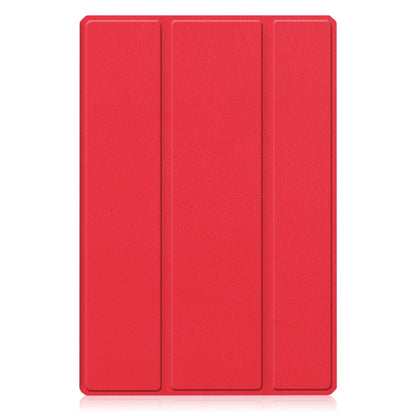 For Samsung Galaxy Tab A8 2021 SM-X205 3-Fold Holder Leather Tablet Case(Red) by bashfashion