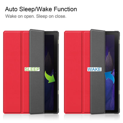 For Samsung Galaxy Tab A8 2021 SM-X205 3-Fold Holder Leather Tablet Case(Red) by bashfashion