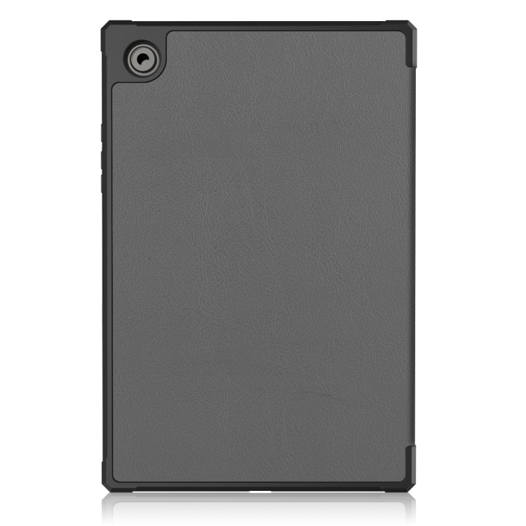 For Samsung Galaxy Tab A8 2021 SM-X205 3-Fold Holder Leather Tablet Case(Grey) by bashfashion