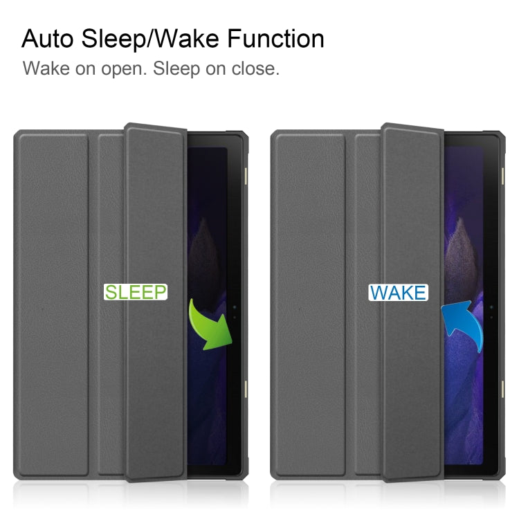 For Samsung Galaxy Tab A8 2021 SM-X205 3-Fold Holder Leather Tablet Case(Grey) by bashfashion