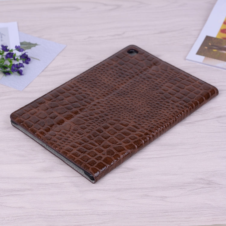 For Samsung Galaxy Tab A7 T500 Crocodile Texture Leather Tablet Case(Brown) by bashfashion