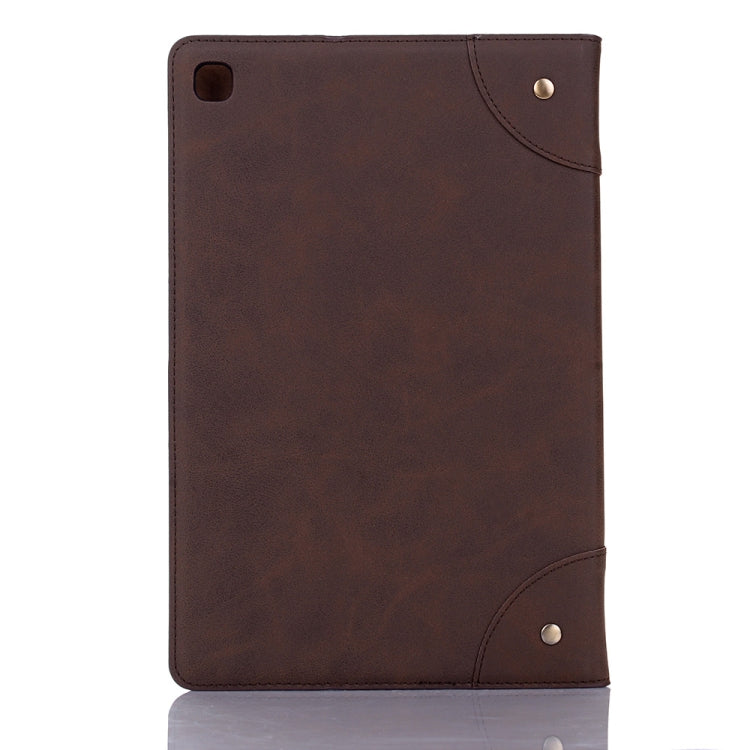 For Samsung Galaxy Tab A7 T500 Retro Leather Tablet Case(Dark Brown) by bashfashion
