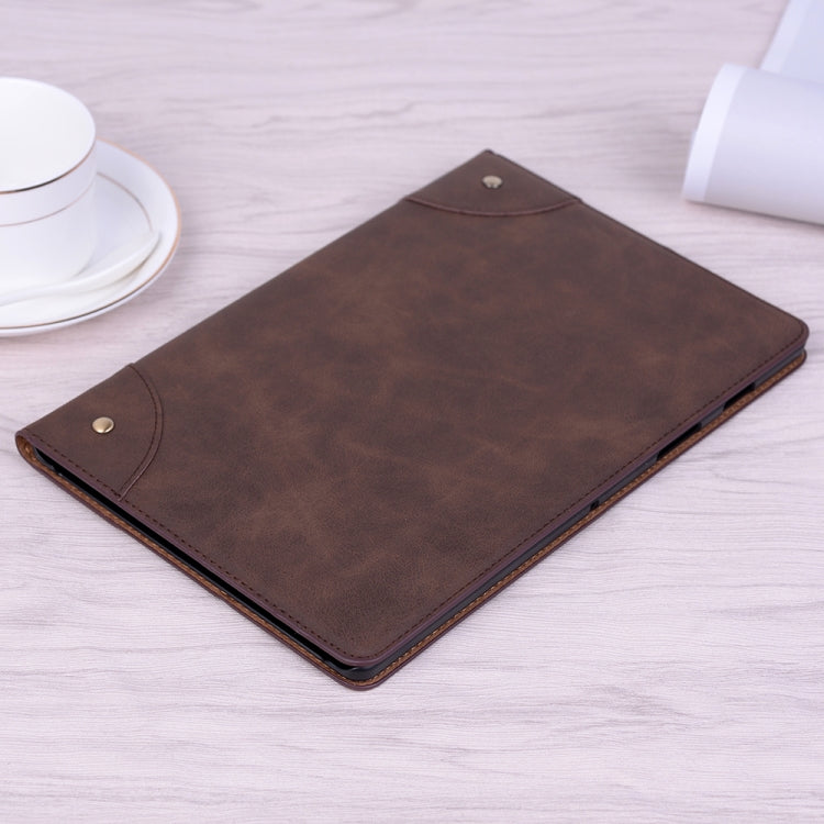 For Samsung Galaxy Tab A7 T500 Retro Leather Tablet Case(Dark Brown) by bashfashion