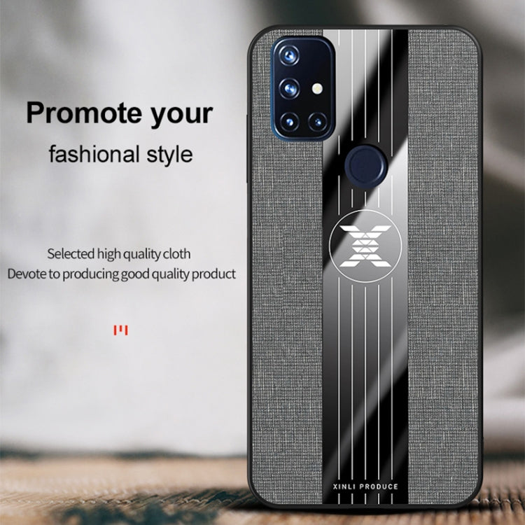 For OnePlus Nord N10 5G XINLI Stitching Cloth Texture Shockproof TPU Phone Case(Brown) by XINLI