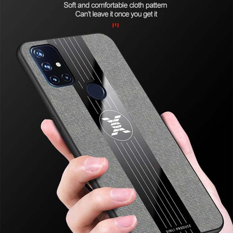 For OnePlus Nord N10 5G XINLI Stitching Cloth Texture Shockproof TPU Phone Case(Blue) by XINLI