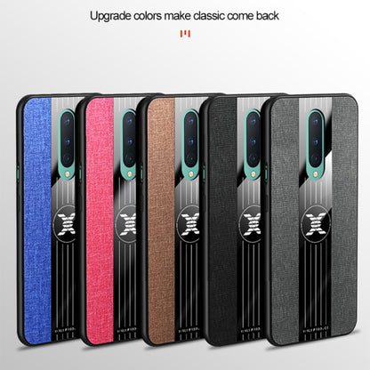 For OnePlus 8 XINLI Stitching Cloth Texture Shockproof TPU Phone Case(Brown) by XINLI