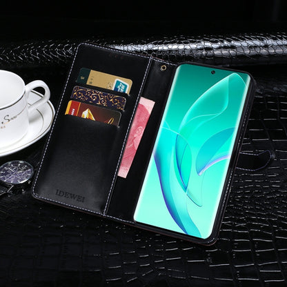 For Honor 60 idewei Crocodile Texture Leather Phone Case(Black) by idewei